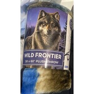 wild frontier ROYAL PLUSH RASCHEL THROW 50in. x 60in. Wolf Bear Bundle